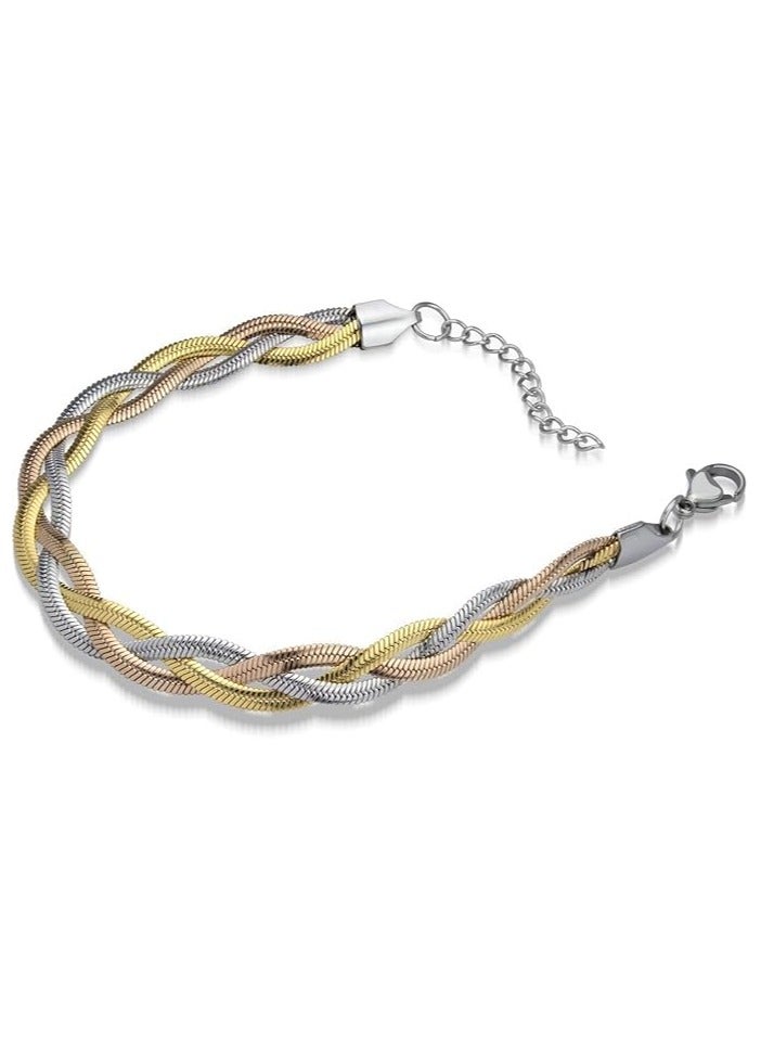 Fayrouz Jewellery Stainless Steel Braided Snake Bracelet for Women Ladies Bracelet or Ansial by Fairuz Jewelry - Image 1