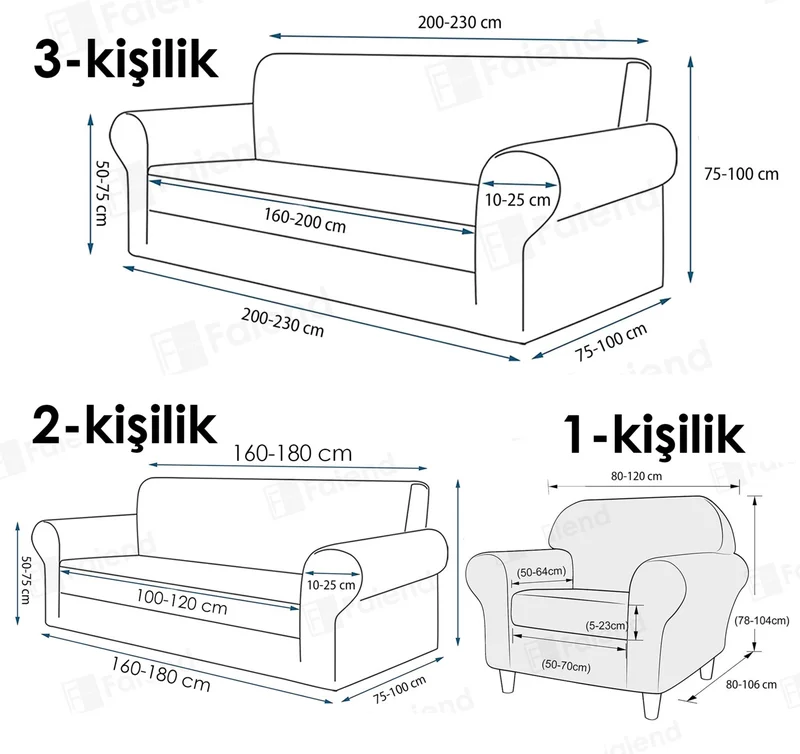 Faiend Jacquard Plain Pattern Flexible Sofa Cover Tamıkı Sofa Cover 3+2+1+1 Washable Sofa Cover Sofa Bed Cover Set Gray