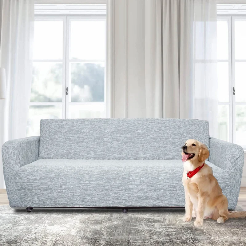 Faiend Jacquard Plain Pattern Flexible Sofa Cover Tamıkı Sofa Cover 3+2+1+1 Washable Sofa Cover Sofa Bed Cover Set Gray