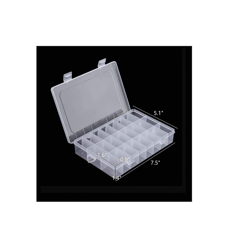 Zikra Plastic Organizer Container Box, 24 Grids Storage Box with Adjustable Dividers Organizer Storage Container Removable Grid Compartment Big Clear Slot box Case for Beads Earring Small Items - Image 4