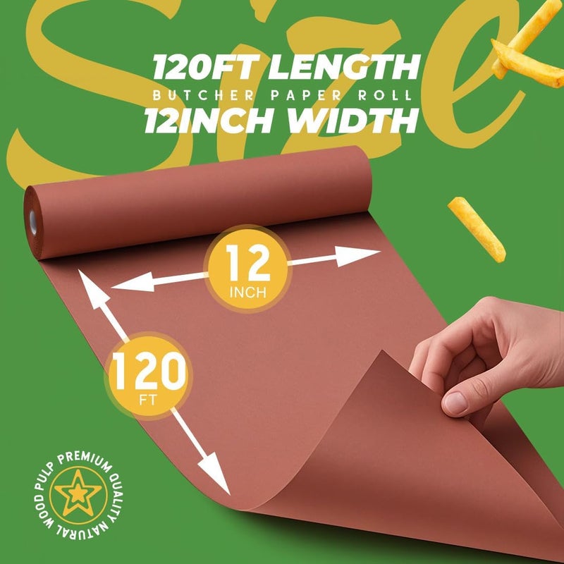 PH PERKHOMY Pink Butcher Paper Roll 12" x 1440" (120') for Smoker BBQ Grilling Smoking Meat Unbleached Uncoated Unwaxed (Pink, 12" x 120') - Image 2
