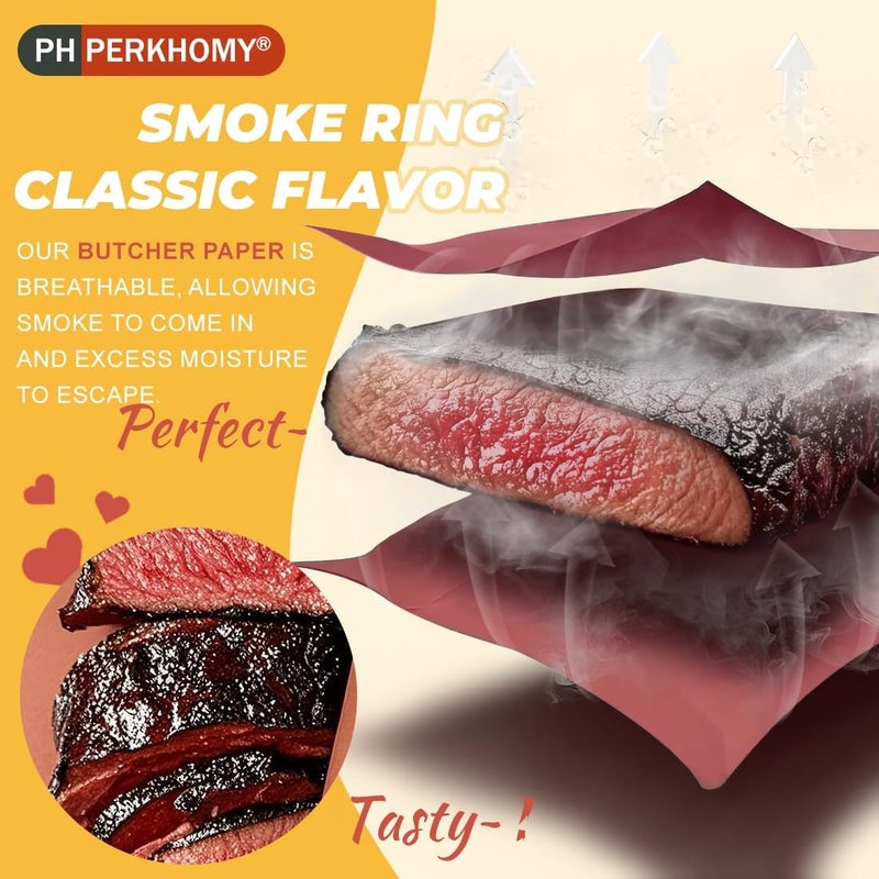 PH PERKHOMY Pink Butcher Paper Roll 12" x 1440" (120') for Smoker BBQ Grilling Smoking Meat Unbleached Uncoated Unwaxed (Pink, 12" x 120') - Image 4