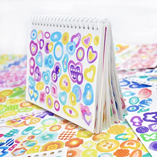 DAPUTOU 2300PCS Scrapbook Stickers Cute Butterfly Stars Heart Stickers Self Adhesive Korean Bows Ribbons Stickers Book for Kids Girls Boys Aesthetic Craft Scrapbooking Junk Journal Diary 50-Page - Image 3