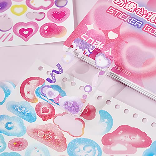 DAPUTOU 2300PCS Scrapbook Stickers Cute Butterfly Stars Heart Stickers Self Adhesive Korean Bows Ribbons Stickers Book for Kids Girls Boys Aesthetic Craft Scrapbooking Junk Journal Diary 50-Page - Image 4