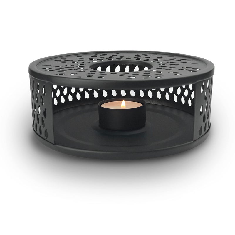 Creano Black Tea Pot Warmer  Made of Stainless Steel with Tea Light Holder  Tea Warmer Coffee Warmer Tea Light  Stable Does Not Rattle  Suitable for All Teapots 155 x 55cm