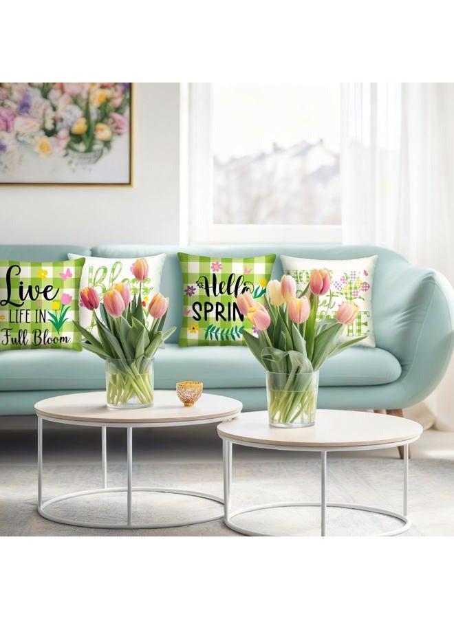GlikCeil مجموعة من 16 غطاء وسادة ليوم عيد الحب 18 x 18 بوصة ليوم سانت باتريك عيد الفصح غطاء وسادة الربيع غطاء وسادة العطلات غطاء وسادة القلب البرسيم الأرنب غطاء وسادة عتيق لتزيين المنزل - Image 4
