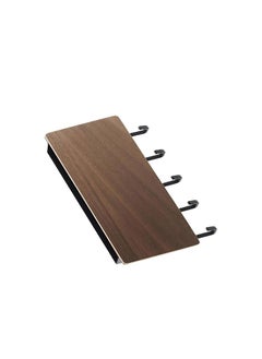 Thoraya Wooden Key Holder Mail Organizer 5 Hooks Drilling Free Wall Mounted Key Holder Storage Shelf Walnut Wood Color  - Image 4