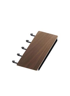Thoraya Wooden Key Holder Mail Organizer 5 Hooks Drilling Free Wall Mounted Key Holder Storage Shelf Walnut Wood Color  - Image 2