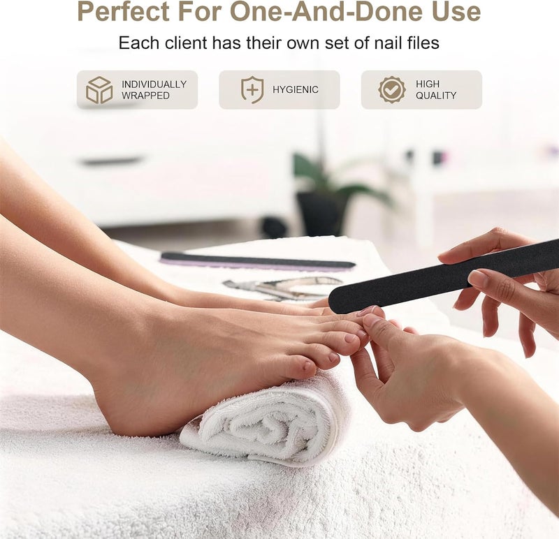 Canvalite Professional Foam Emery Boards with Mini Buffer Block, Individually-Wrapped Disposable, 100/180 Grit Double-Sided Manicure Nail File, 7" L x .75" W 50-Count - Image 3