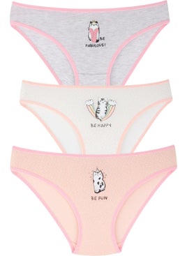 EQru Girls 7 Piece Bikini Cute Cat Patterned Mixed Color 7 Piece Panties  - Image 3