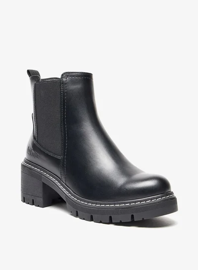 Lee Cooper Women's Solid Slip On Ankle Boots with Zip Closure