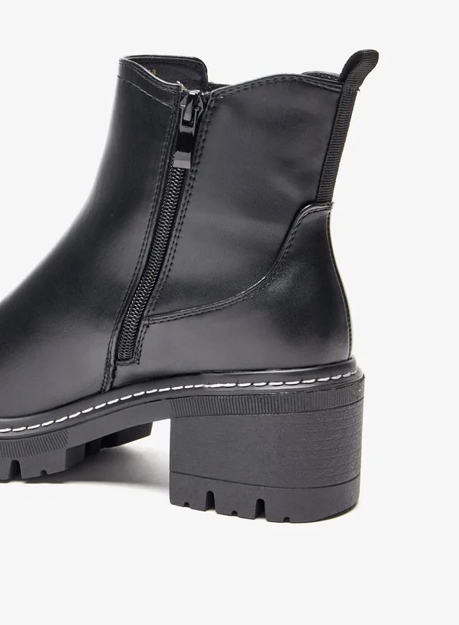 Lee Cooper Women's Solid Slip On Ankle Boots with Zip Closure