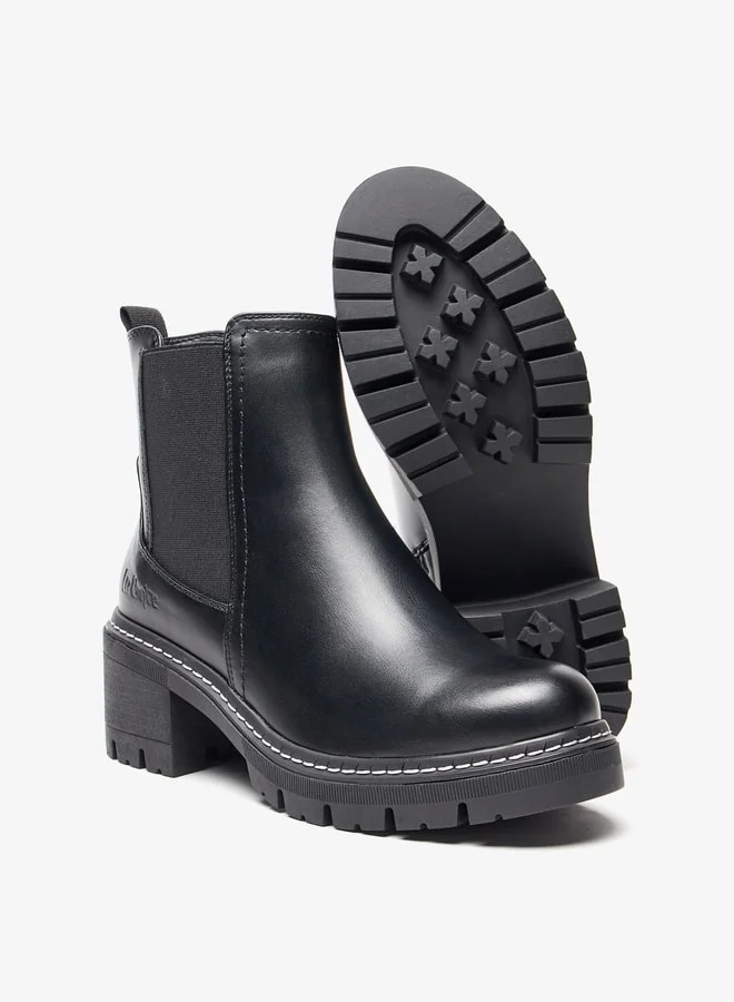 Lee Cooper Women's Solid Slip On Ankle Boots with Zip Closure