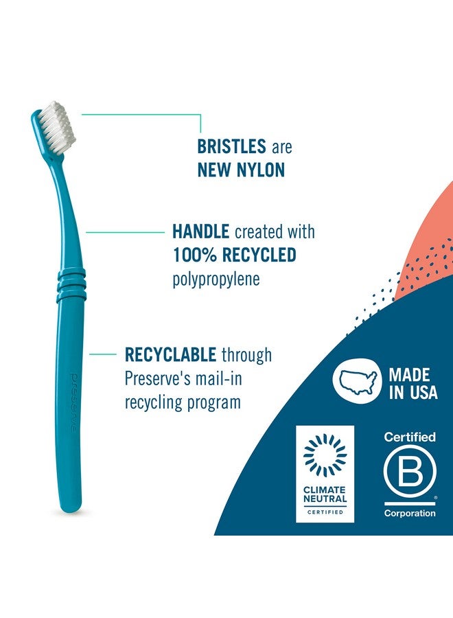 Preserve Eco Friendly Adult Toothbrushes, Made in The USA from Recycled Plastic, Soft Bristles, Paperboard Package, Colors Vary, 6 Count (Soft) - Image 5