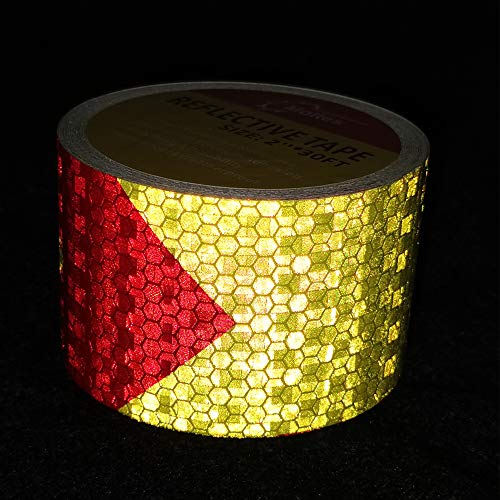 MOLTRES Waterproof Reflective Tape,Red & Yellow 2inch X 30Feet Conspicuity Adhesive Safety Tape,High Visibility Arrow Hazard Warning Reflector Tapes for Trucks Trailer Vehicle Outdoor Signs - Image 5