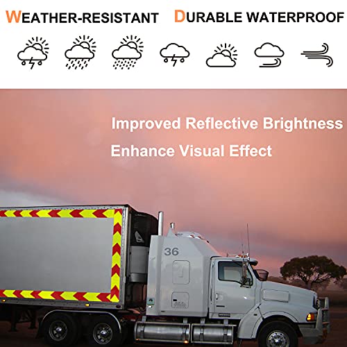 MOLTRES Waterproof Reflective Tape,Red & Yellow 2inch X 30Feet Conspicuity Adhesive Safety Tape,High Visibility Arrow Hazard Warning Reflector Tapes for Trucks Trailer Vehicle Outdoor Signs - Image 3