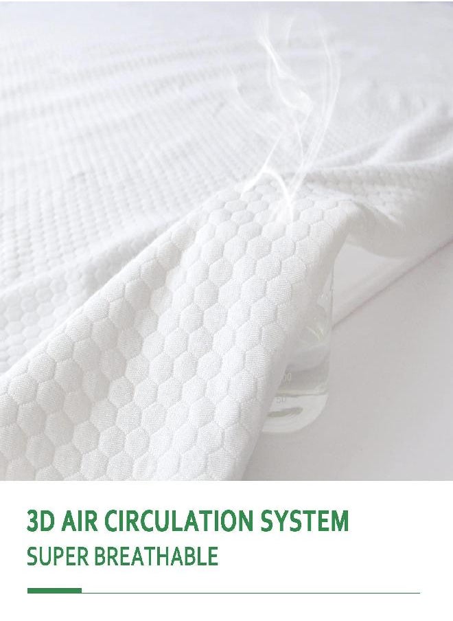 Moonsea Waterproof Bamboo King Size Mattress Protector, 3D Cooling Breathable Bamboo Air Fabric Soft Mattress Pad Cover, Fitted 8-18 inch Deep Pocket, Washable Noiseless (White, King)  - Image 1