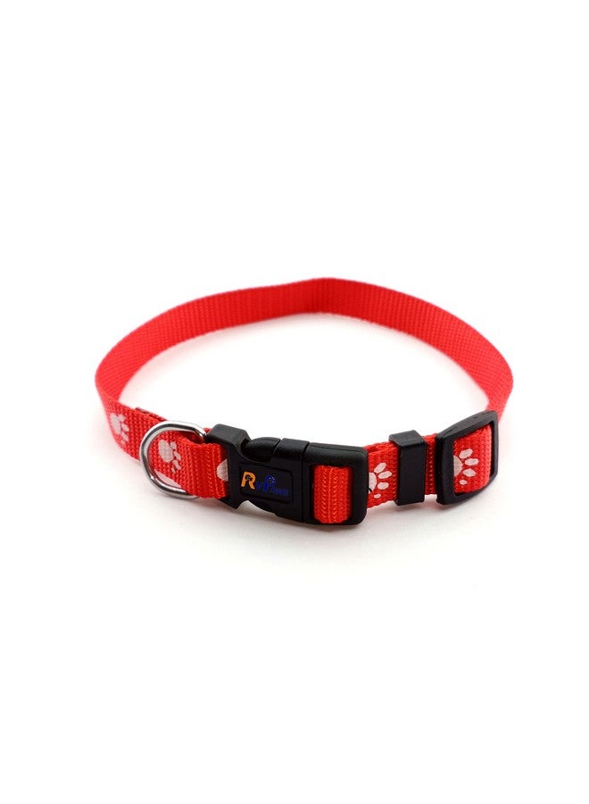 طقم طوق ومقود من النايلون مقاس 15 مم مطبوع عليه صورة جرو مع جرس، طوق ومقود بإبزيم قابل للتعديل، مثالي للجراء والكلاب الصغيرة (نمط أحمر-3) - Image 5