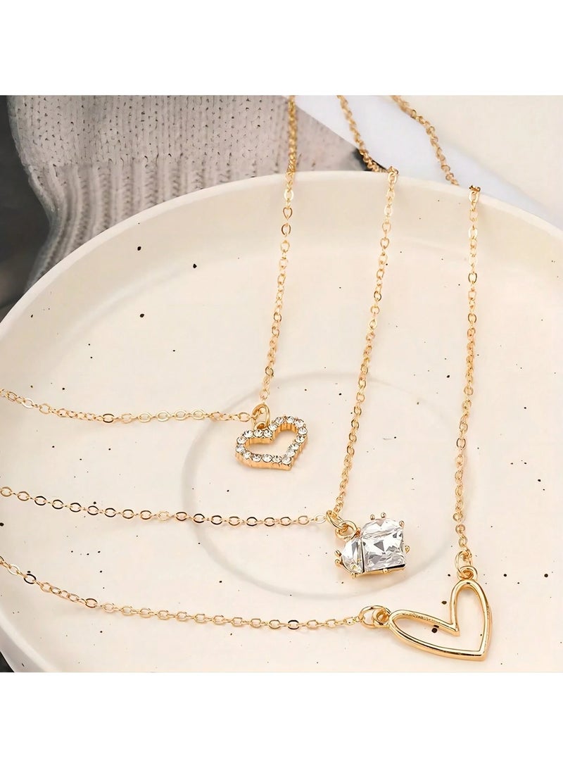 Women's Necklace with an Elegant Design Featuring Three Heart-Shaped Layers – Tarnish-Resistant and Perfect for Birthday Gifts, Valentine’s Day, Mother’s Day, Engagements, and All Special Occasions.  - Image 2