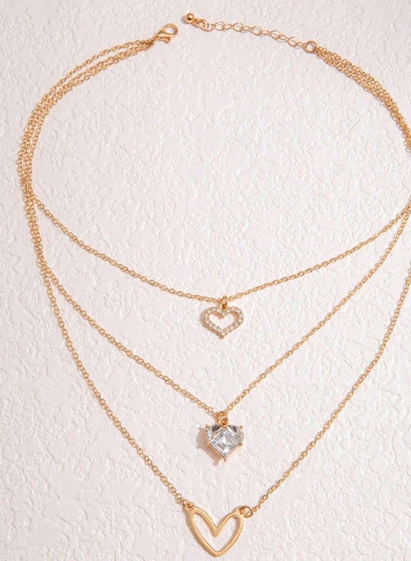 Women's Necklace with an Elegant Design Featuring Three Heart-Shaped Layers – Tarnish-Resistant and Perfect for Birthday Gifts, Valentine’s Day, Mother’s Day, Engagements, and All Special Occasions.  - Image 3