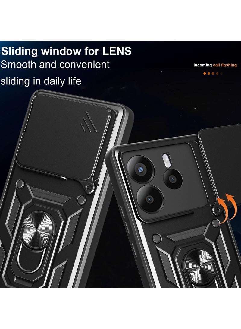 Case Cover Shockproof Protective Case with Camera Protection and Metal Ring Compatible with  Redmi Note 14 4G (Black) - Image 3