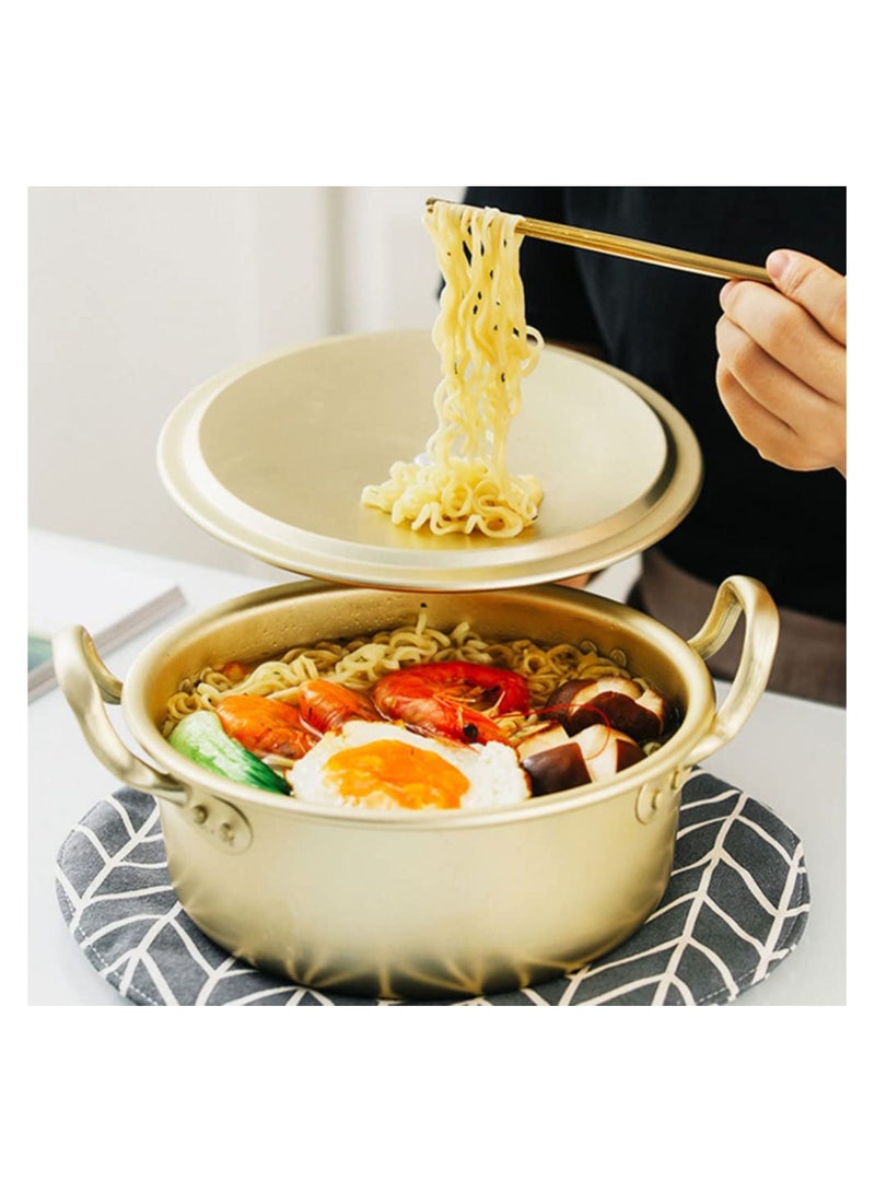 Zikra 1 Set Korean Cooking Ramen Pot, with 1pair Lid Spoon and Chopsticks, Double Handle Korean Ramen Noodle Pot Korean Stockpots (6inch/ 16cm) - Image 5