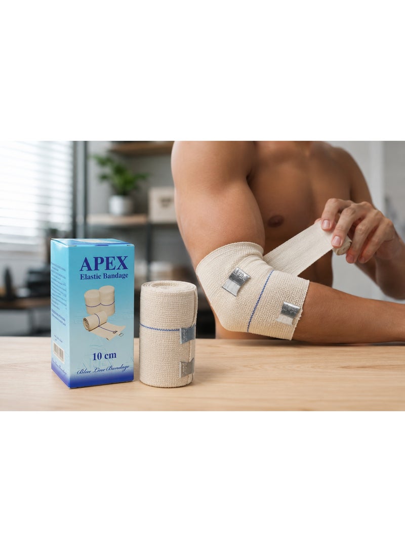 APEX Medical Elastic Bandage 10 cm with Blue Line Guide for Muscle & Joint Support, Sprains, and Strains Relief - Image 3