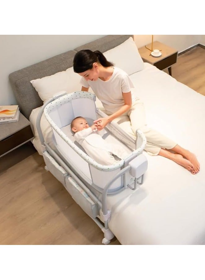 سرير أطفال كهربائي 4 في 1 بموسيقى ، سرير أطفال متارجح بجانب السرير، سرير أطفال سهل التجميع لحديثي الولادة/الرضع - Image 2