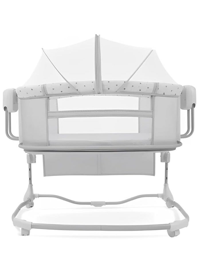 سرير أطفال كهربائي 4 في 1 بموسيقى ، سرير أطفال متارجح بجانب السرير، سرير أطفال سهل التجميع لحديثي الولادة/الرضع - Image 4