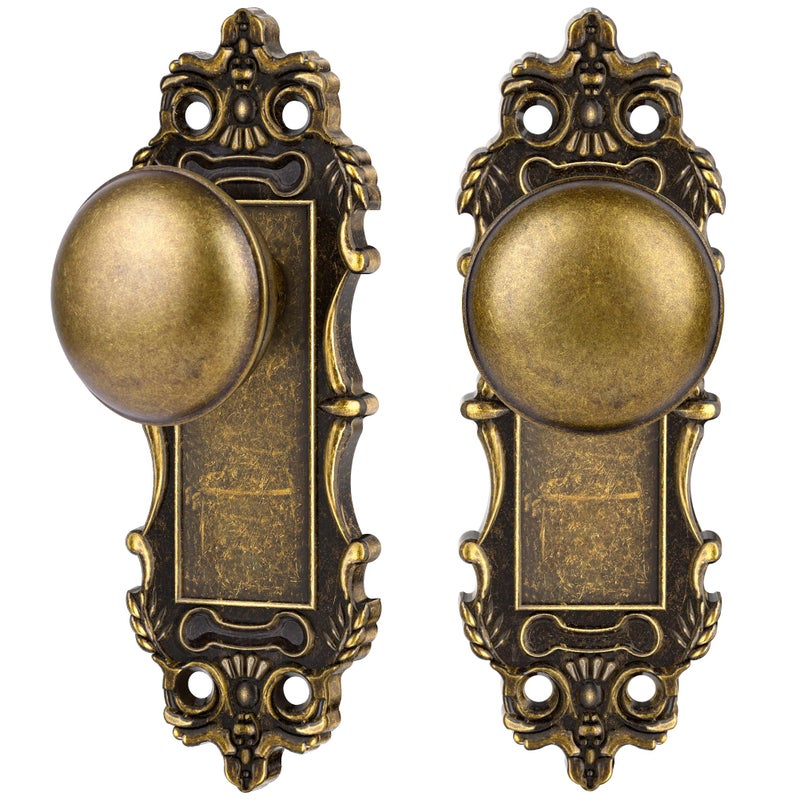 CEYMIO Bronze Dummy Door Knobs Interior 2 Pack Door Knob Antique Door Handle Vintage Door Pulls for Pantry Door Hallway - Image 2