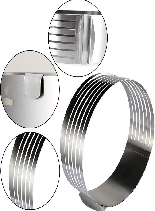 AKDC Dimiday Adjustable Round Bread Cake Cutter Slicer Stainless Steel Cake Cutter 7 Layers Slicer Mousse Ring Mould Baking Tool-Stainless Steel||S - Image 1