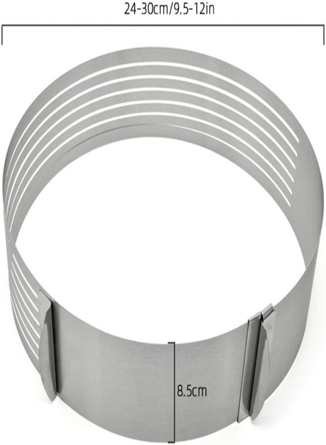 AKDC Dimiday Adjustable Round Bread Cake Cutter Slicer Stainless Steel Cake Cutter 7 Layers Slicer Mousse Ring Mould Baking Tool-Stainless Steel||S - Image 5