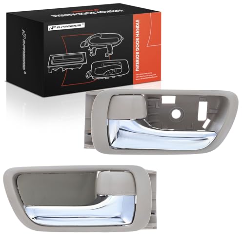 A-Premium مقابض أبواب داخلية A-Premium متوافقة مع تويوتا كامري 2002 2003 2004 2005 2006، كروم وبيج، مجموعة 2 قطعة، جانب السائق والراكب الأمامي أو الخلفي - Image 1