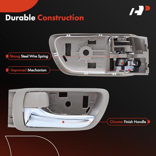 A-Premium مقابض أبواب داخلية A-Premium متوافقة مع تويوتا كامري 2002 2003 2004 2005 2006، كروم وبيج، مجموعة 2 قطعة، جانب السائق والراكب الأمامي أو الخلفي - Image 4