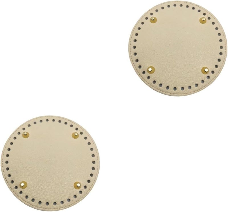 2pcs Round Pu Leather Bag Bottom Shaper Pad For Purse Tote Making Khaki - Image 1