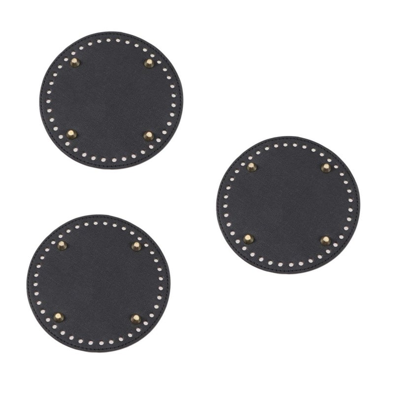 2pcs Round Pu Leather Bag Bottom Shaper Pad For Purse Tote Making Khaki - Image 2