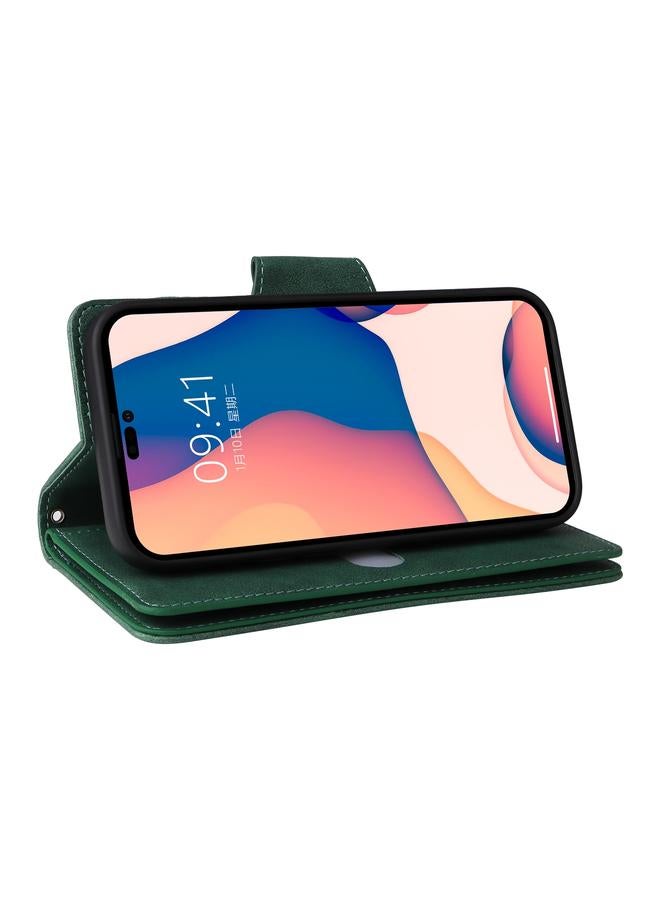 اس-توب جراب لهاتف iPhone 14 Pro Max، جراب جلدي قابل للطي بثلاثة أضعاف مزود بإبزيم برشام و9 بطاقات - Image 5