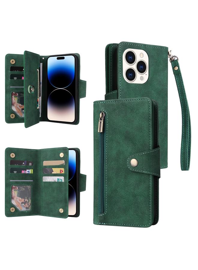 اس-توب جراب لهاتف iPhone 14 Pro Max، جراب جلدي قابل للطي بثلاثة أضعاف مزود بإبزيم برشام و9 بطاقات - Image 1