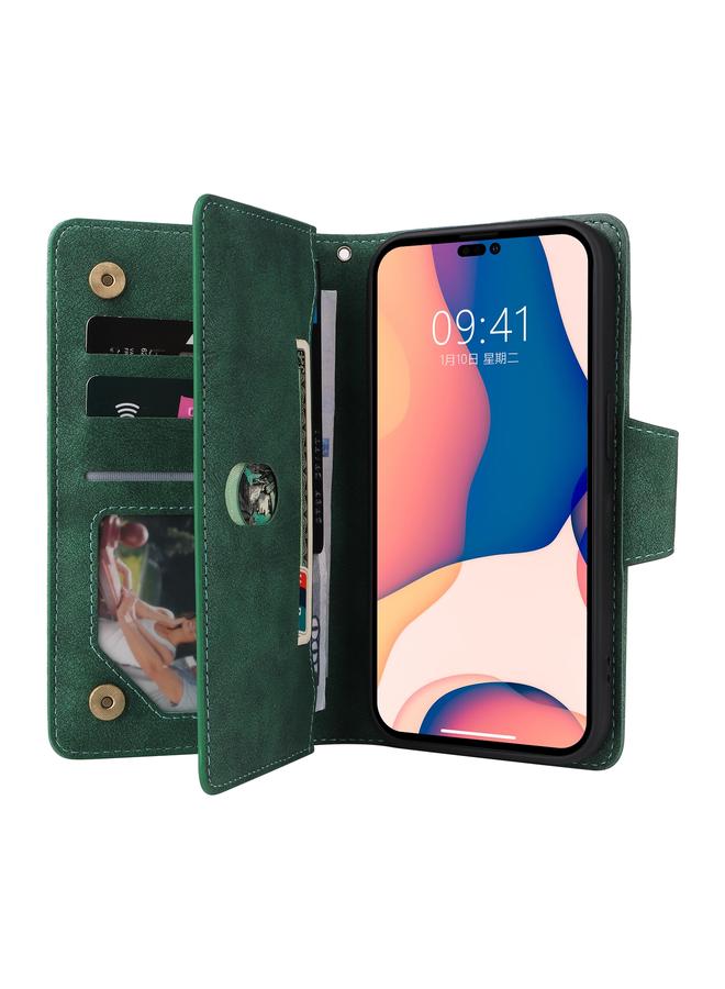 اس-توب جراب لهاتف iPhone 14 Pro Max، جراب جلدي قابل للطي بثلاثة أضعاف مزود بإبزيم برشام و9 بطاقات - Image 4