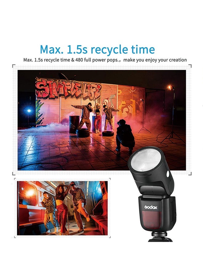 Godox - Godox V1-F Round Head Camera Flash Speedlite, 2.4G X Wireless HSS 76Ws Speedlight Flash with Li-on Battery Powered for Fuji DSLR - Image 1