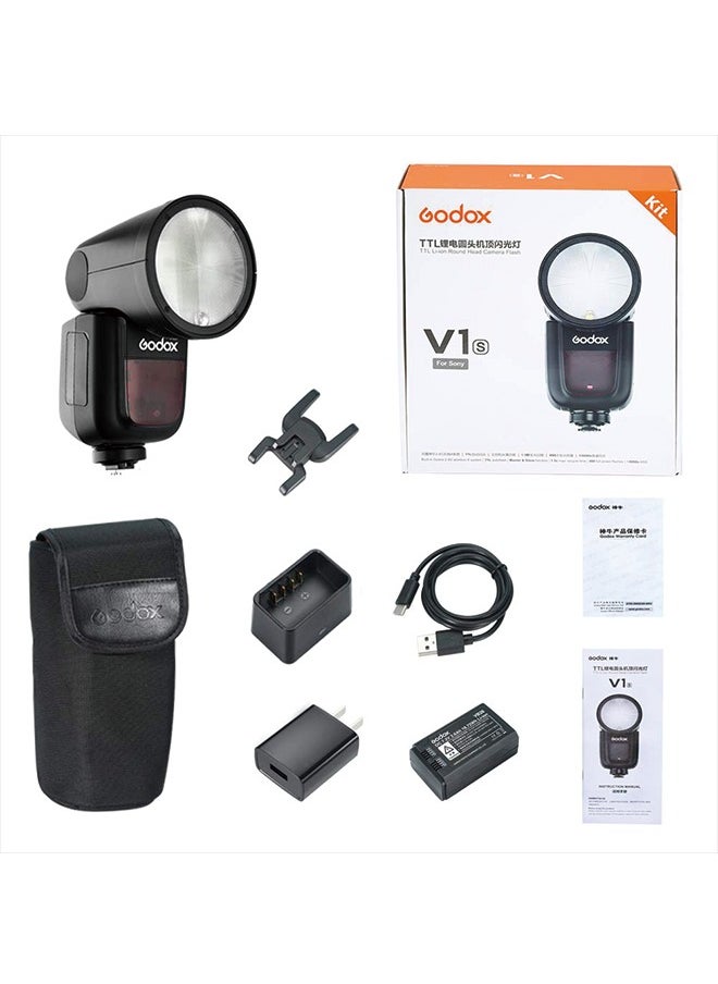 Godox - Godox V1-F Round Head Camera Flash Speedlite, 2.4G X Wireless HSS 76Ws Speedlight Flash with Li-on Battery Powered for Fuji DSLR - Image 1