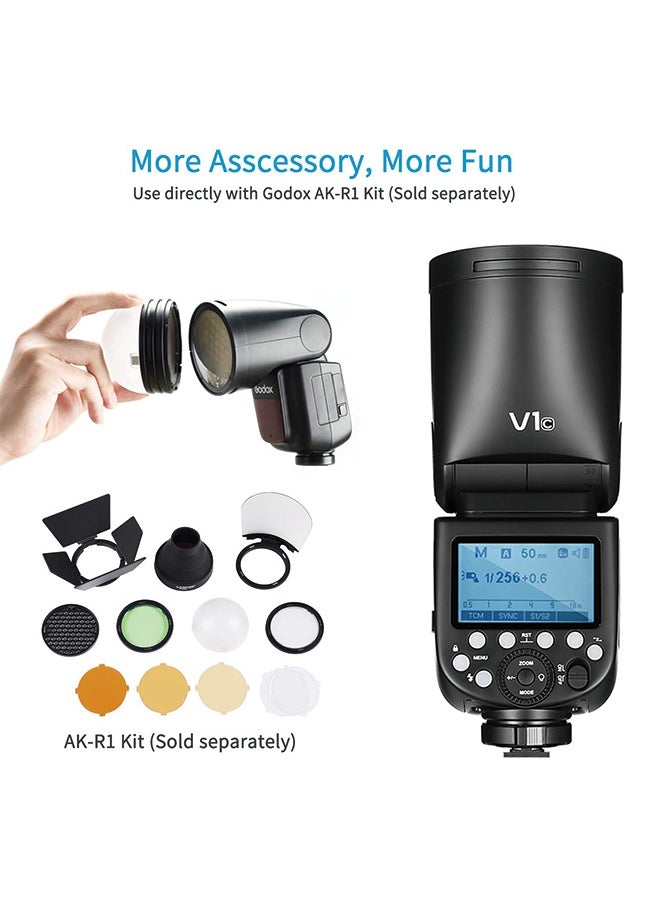 Godox - Godox V1-F Round Head Camera Flash Speedlite, 2.4G X Wireless HSS 76Ws Speedlight Flash with Li-on Battery Powered for Fuji DSLR - Image 1