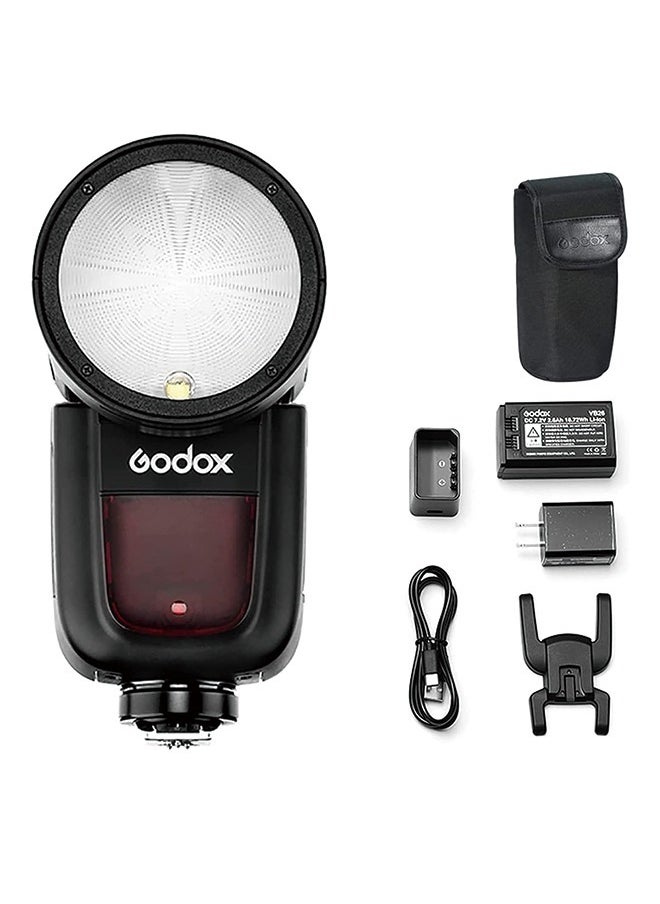 Godox - Godox V1-F Round Head Camera Flash Speedlite, 2.4G X Wireless HSS 76Ws Speedlight Flash with Li-on Battery Powered for Fuji DSLR - Image 1