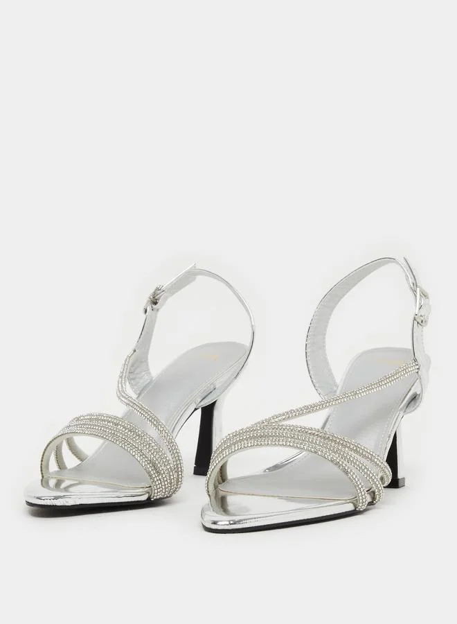 Styli Styli Embellished Strappy Stiletto Heel Singback Sandals