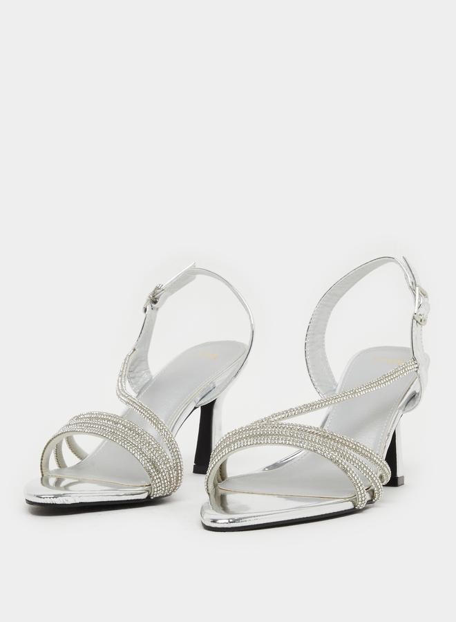 Styli Styli Embellished Strappy Stiletto Heel Singback Sandals  - Image 3