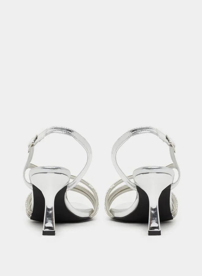 Styli Styli Embellished Strappy Stiletto Heel Singback Sandals