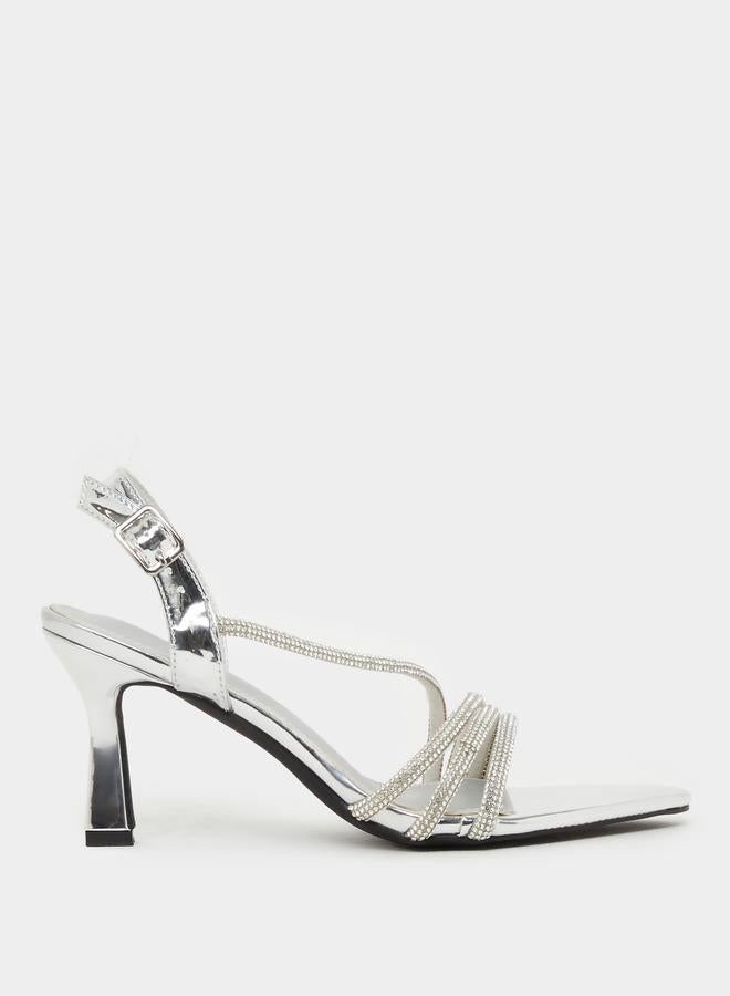 ستايلي صنادل بكعب ستيليتو رفيع بأشرطة مزينة بالخرز - Image 1