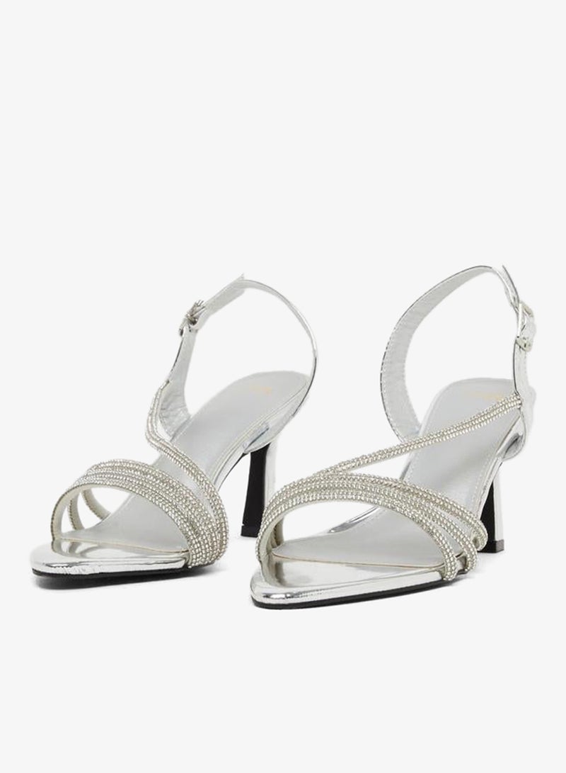 Styli Embellished Strappy Stiletto Heel Singback Sandals - Image 3