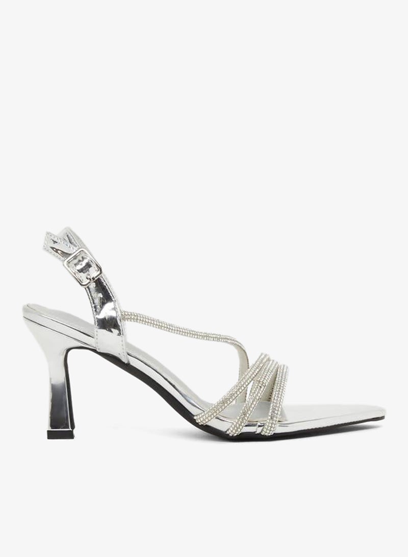 Styli Embellished Strappy Stiletto Heel Singback Sandals - Image 1