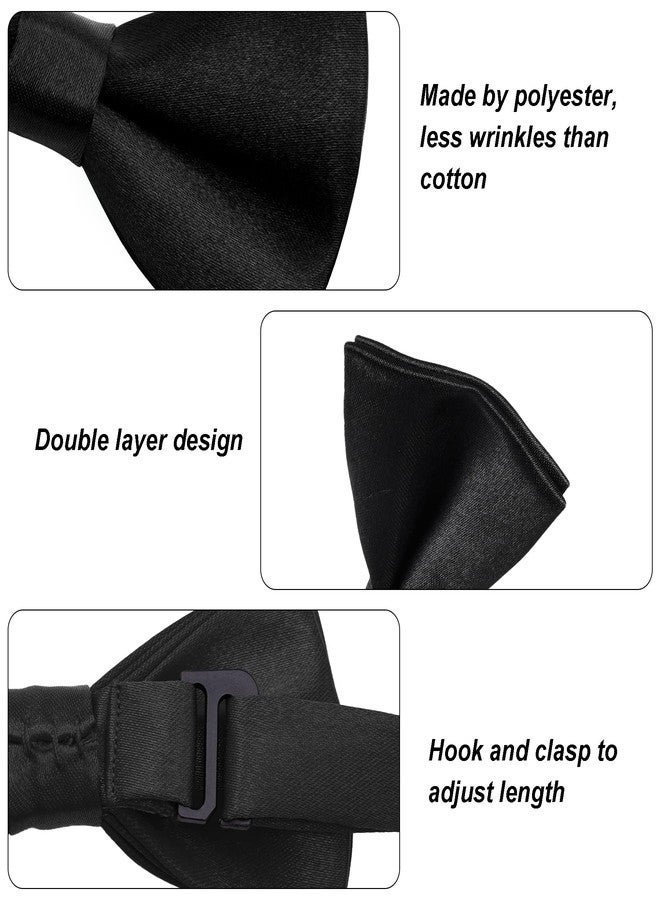Bskifnn Kids Bow Ties Solid Color Satin Bow Tie for Child Boys Toddlers Wedding Party Dress up (Black, kids) - Image 3